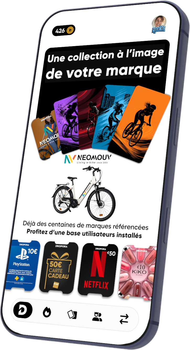 Collection de cartes dans l’application Dropora